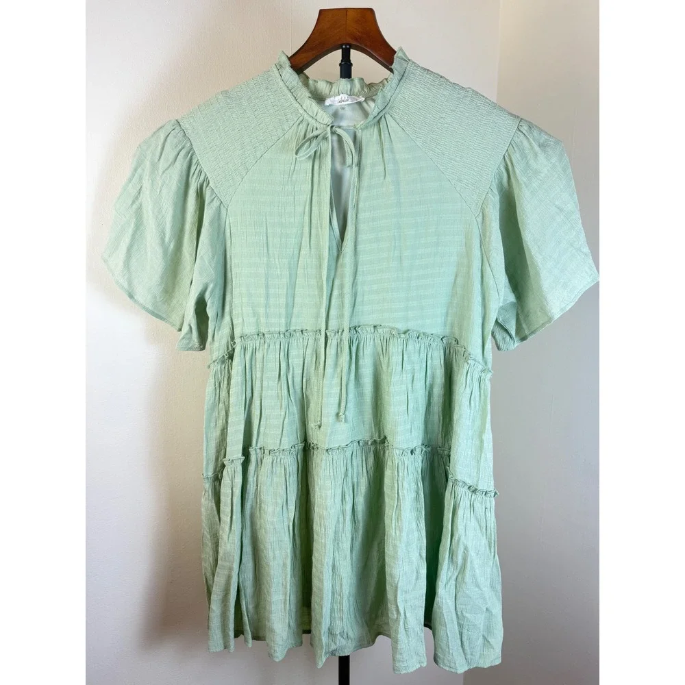 Talulah Womens Mint Green Tiered‎ Dress Medium Crinkle Easy Flowy Spring Summer